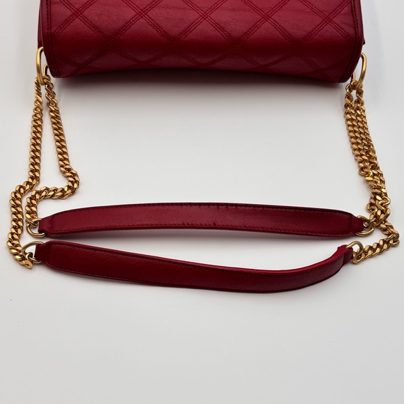 Saint Laurent Becky Quilted Leather Shoulder Bag Red Gold Hardware - Picture 7 of 13